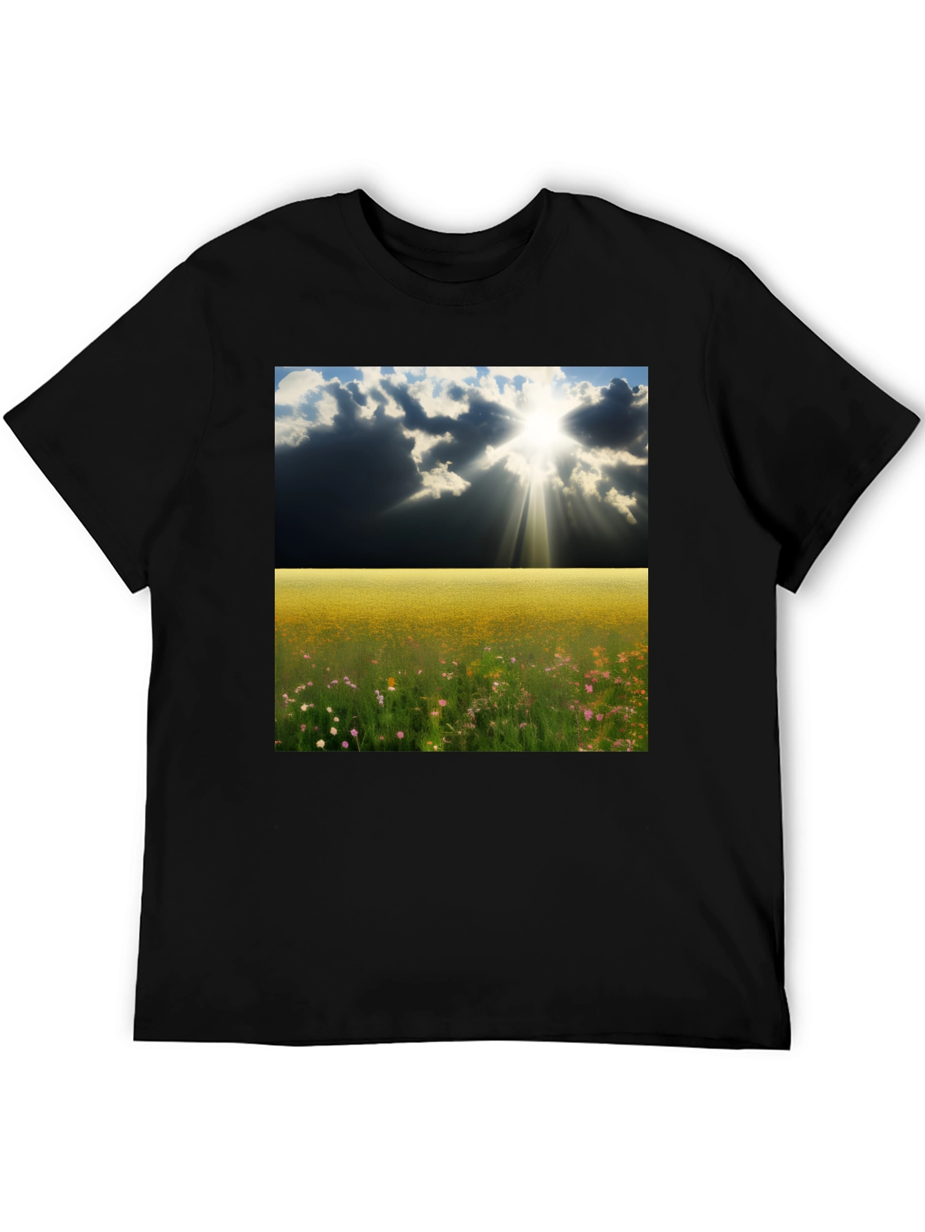 Scenic Meadow Graphic Tee - Mens Black T-Shirt