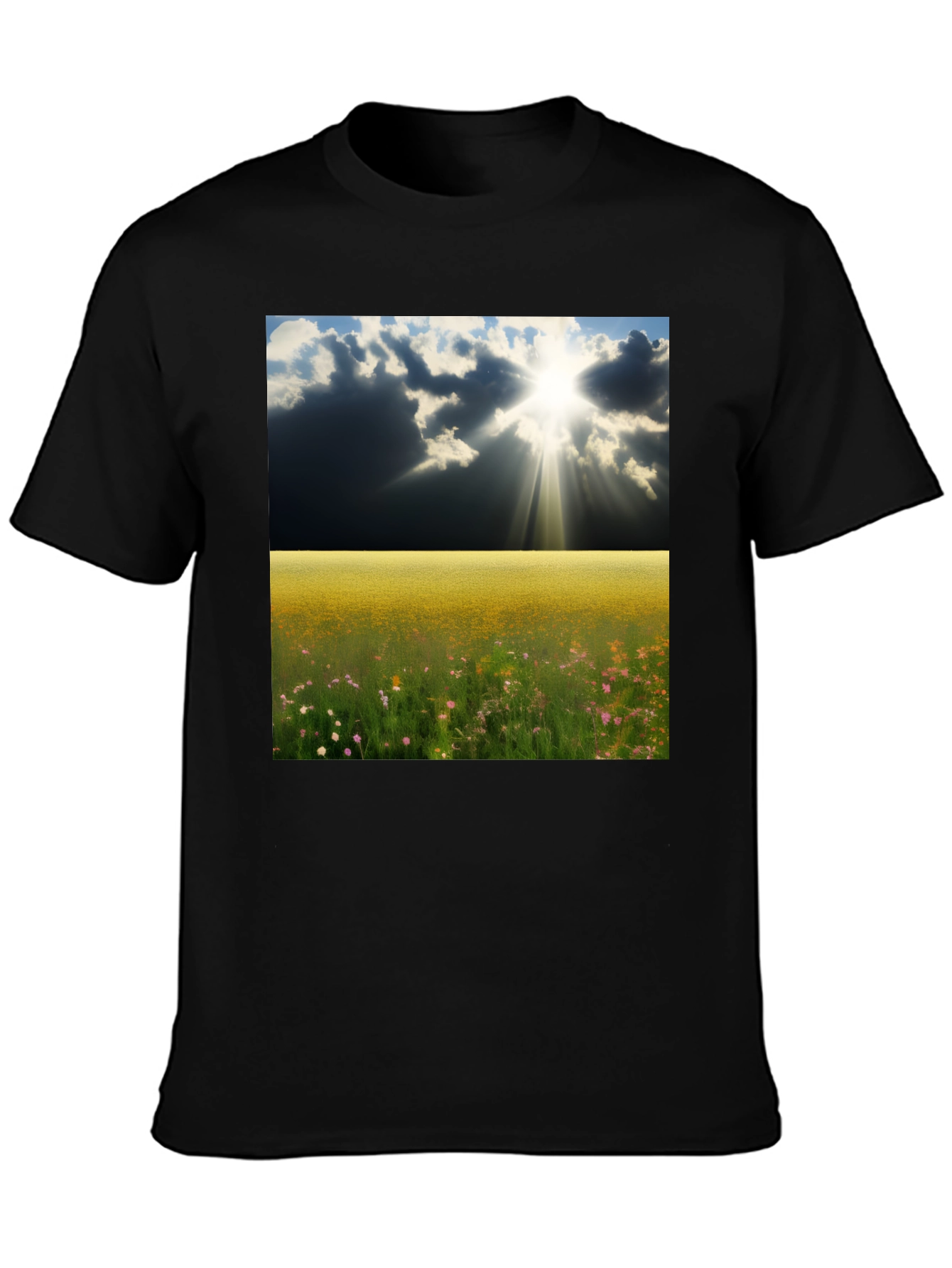 Scenic Meadow Graphic Tee - Mens Black T-Shirt