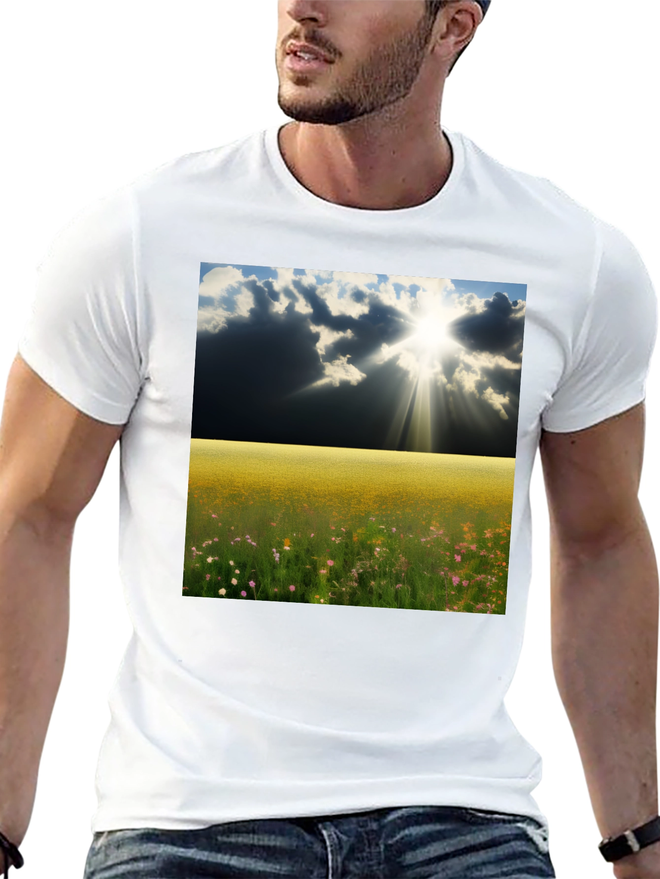 Scenic Meadow Graphic Tee - Mens Black T-Shirt