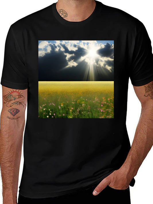 Scenic Meadow Graphic Tee - Mens Black T-Shirt