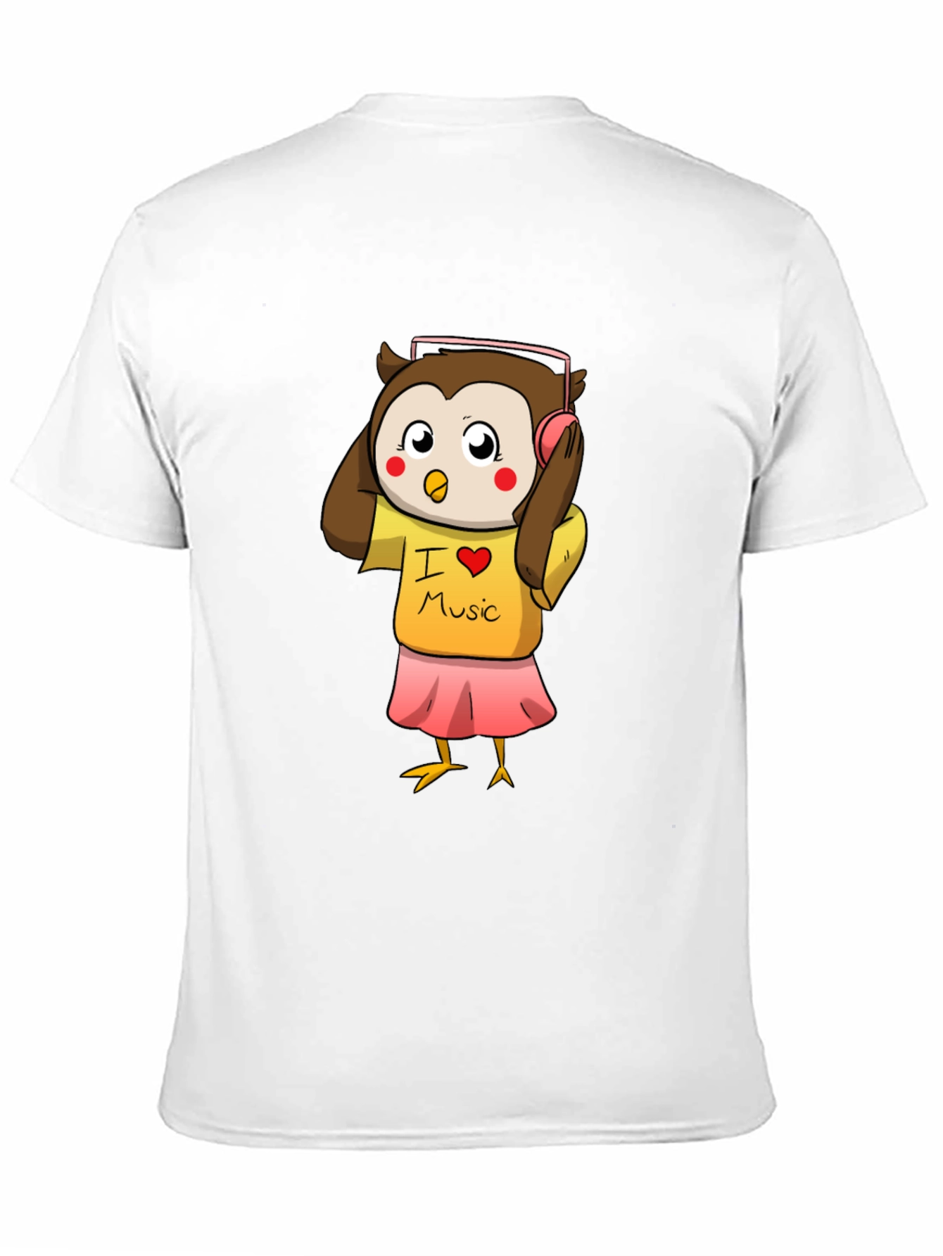 Owl I Love Music Black T-Shirt