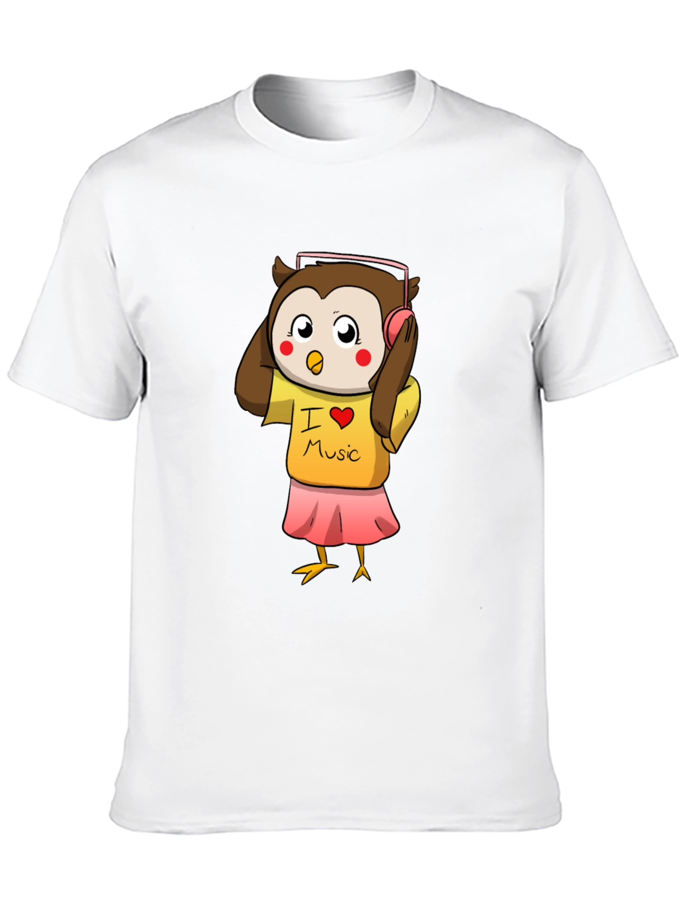 Owl I Love Music Black T-Shirt
