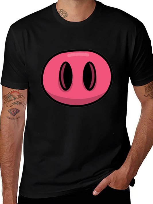 Cartoon Pig Nose Graphic T-Shirt - Funny Animal Tee