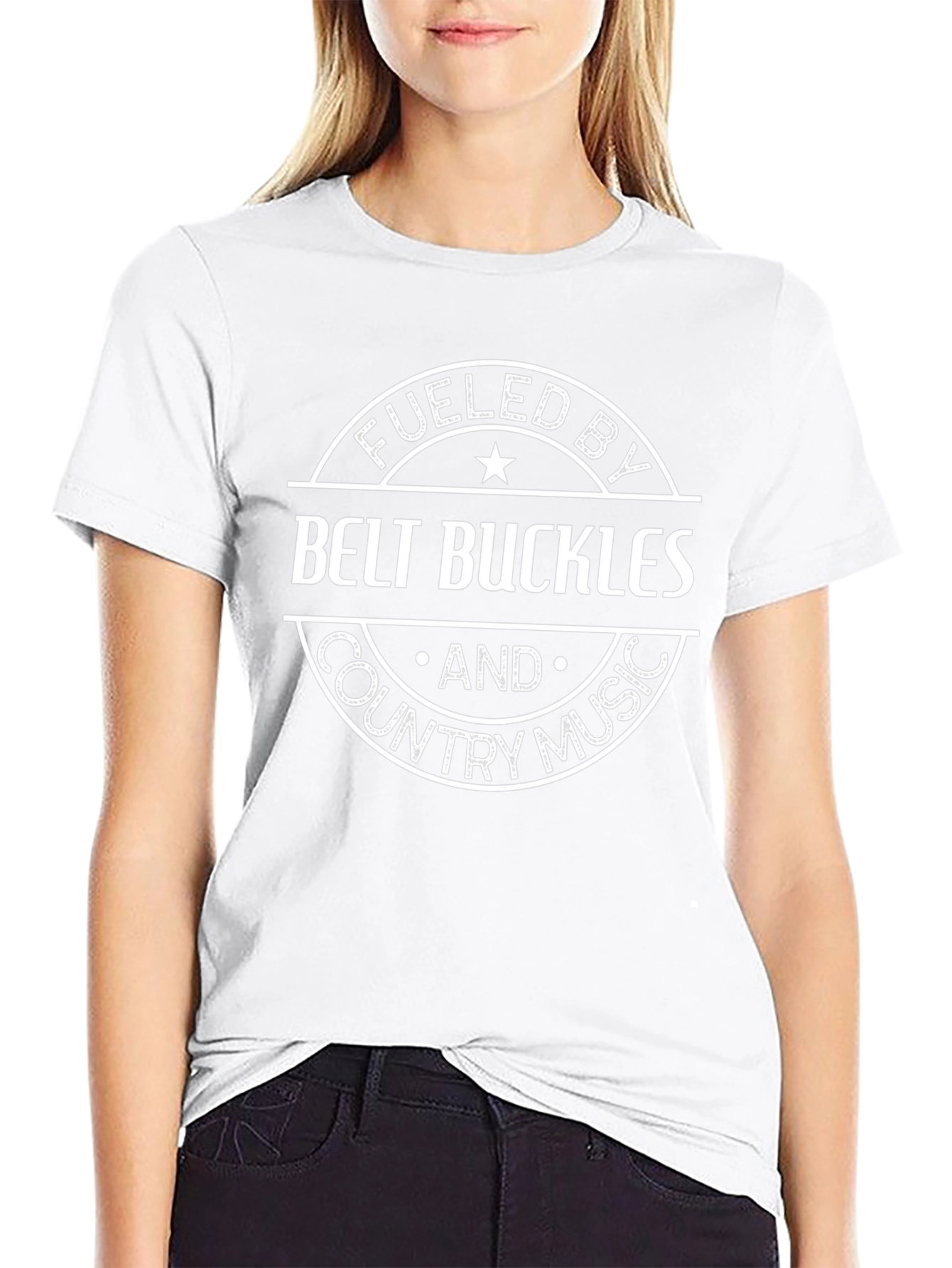 Fueled by Belt Buckles and Country Music Black T-Shirt