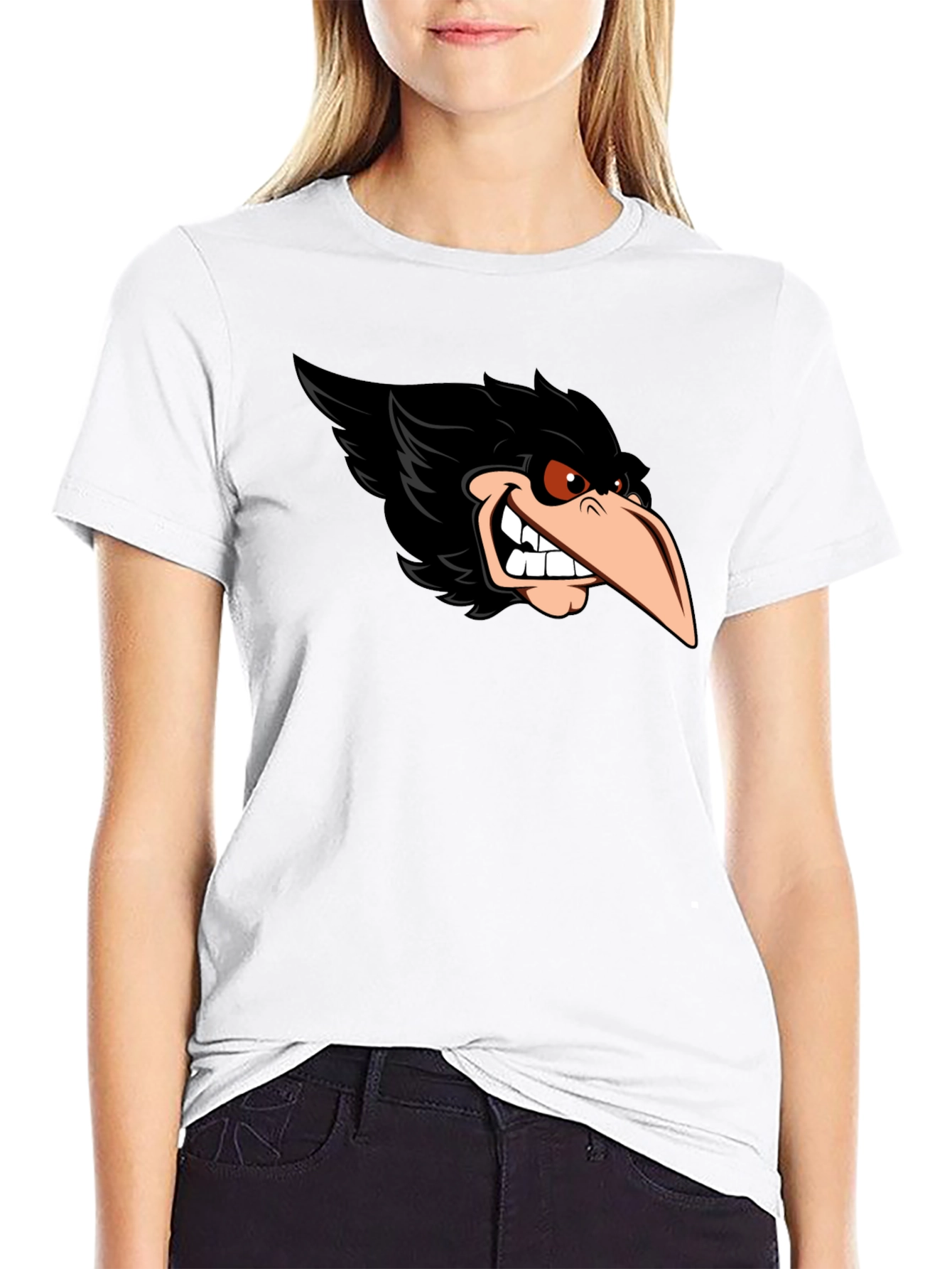 Raven Graphic Tee - Cool Cartoon Bird Design