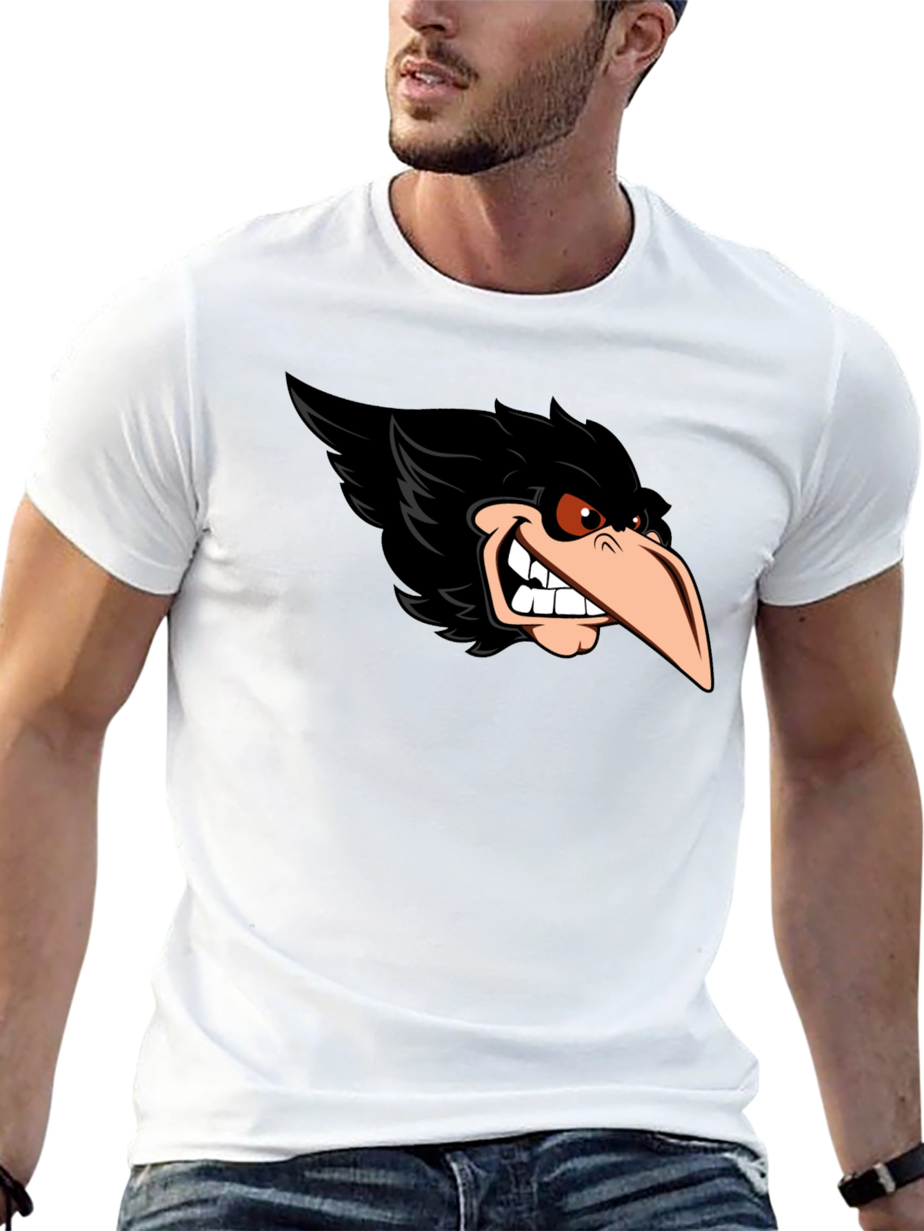 Raven Graphic Tee - Cool Cartoon Bird Design