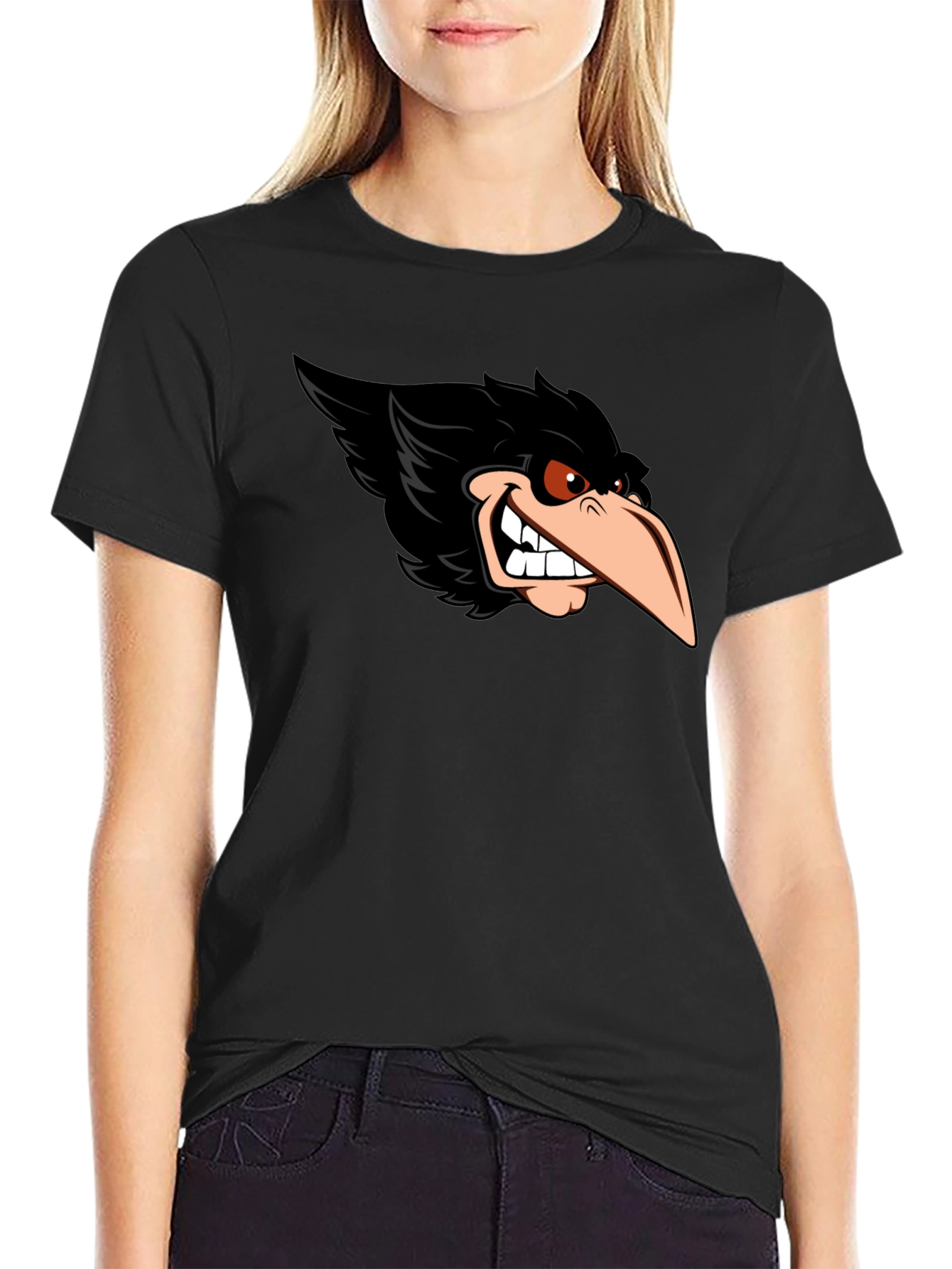 Raven Graphic Tee - Cool Cartoon Bird Design