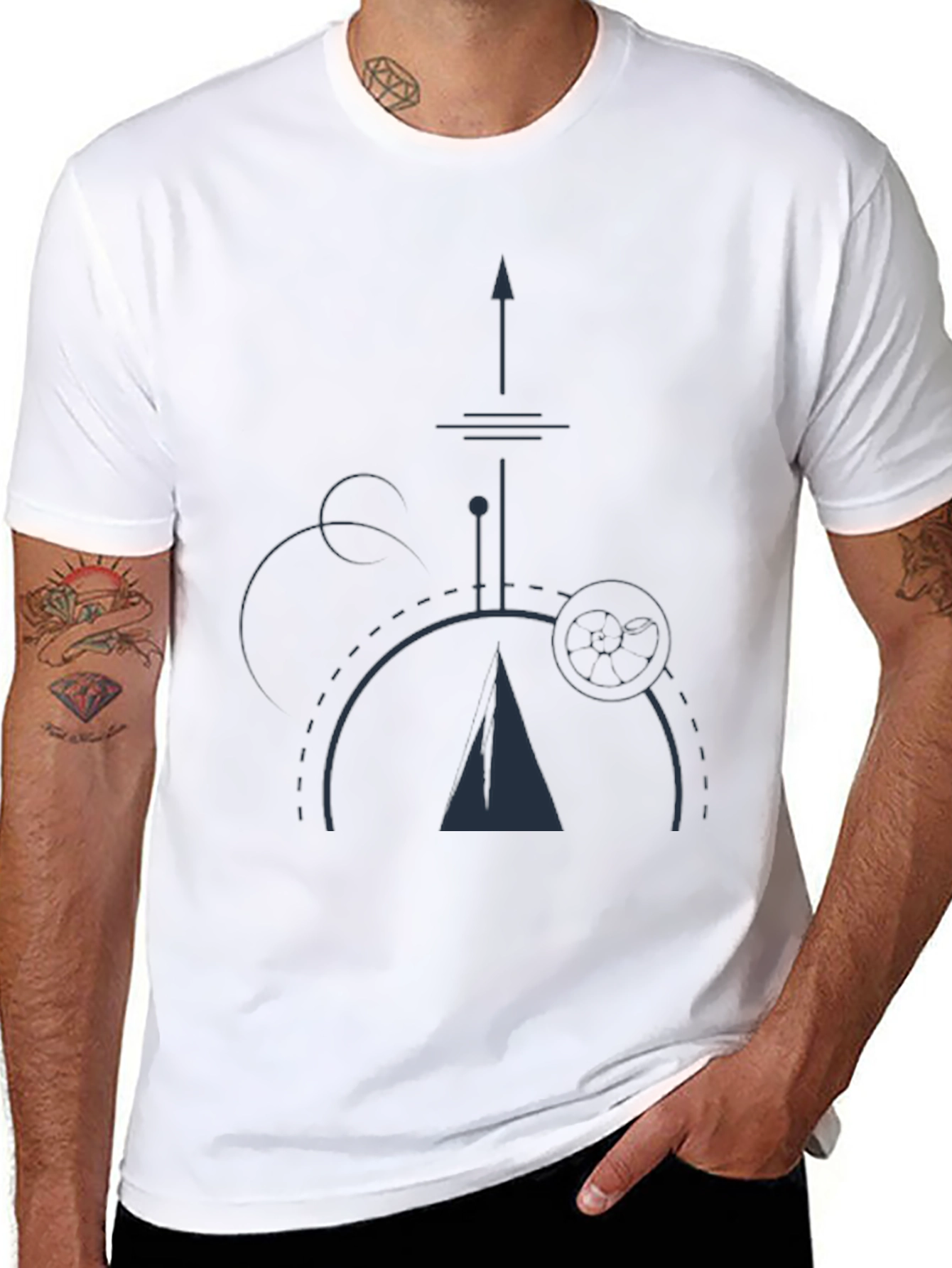 Geometric Design Black T-Shirt