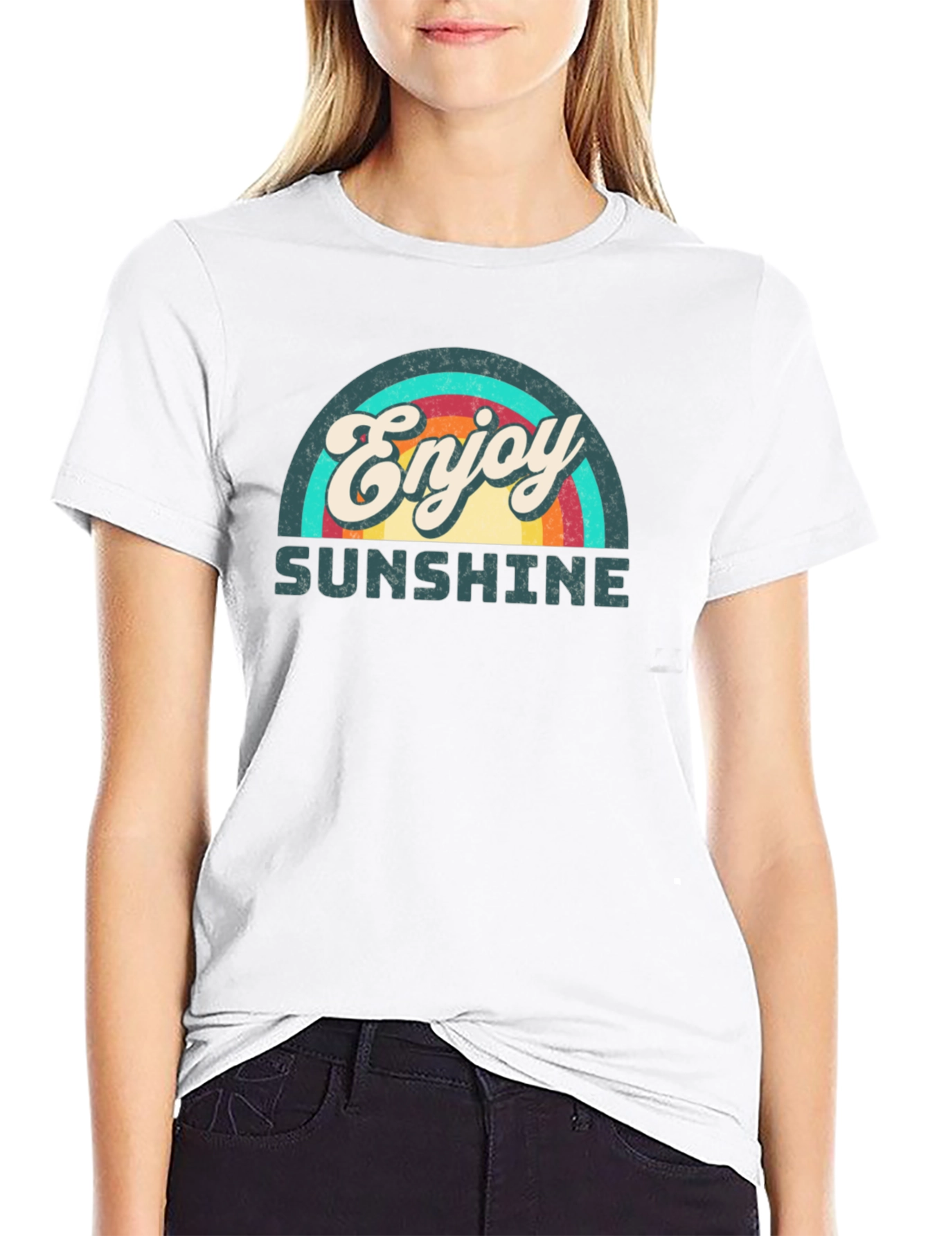 Enjoy Sunshine Retro Graphic T-Shirt - Classic Black Tee