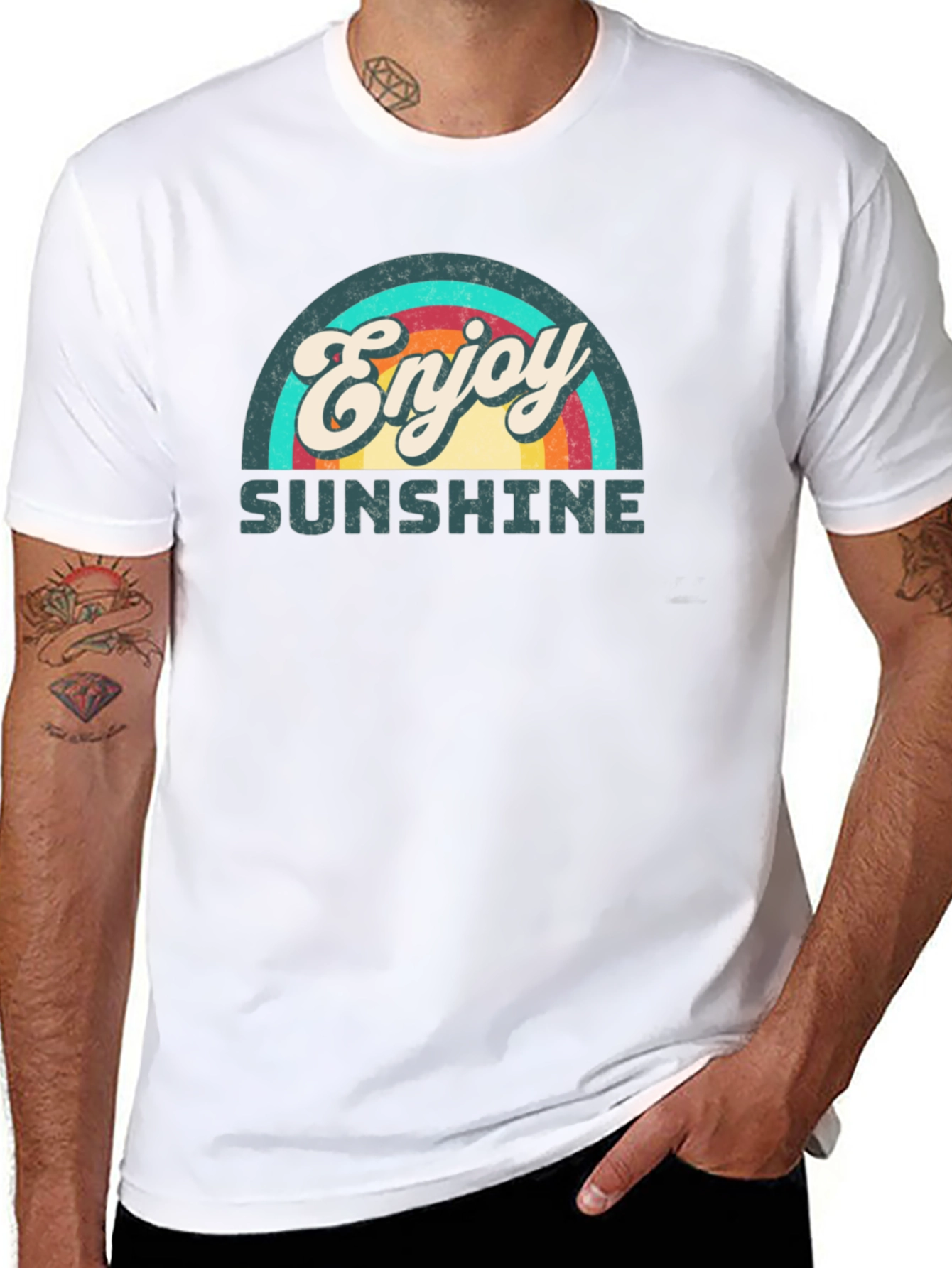 Enjoy Sunshine Retro Graphic T-Shirt - Classic Black Tee