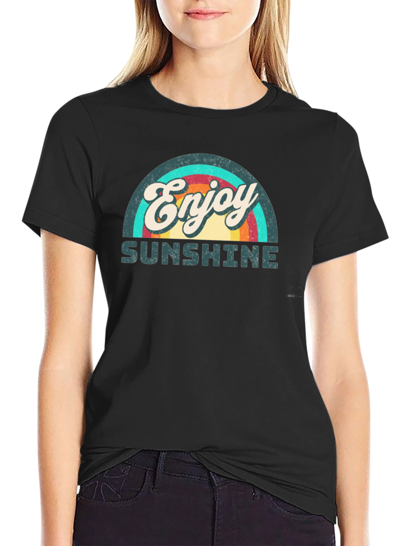 Enjoy Sunshine Retro Graphic T-Shirt - Classic Black Tee