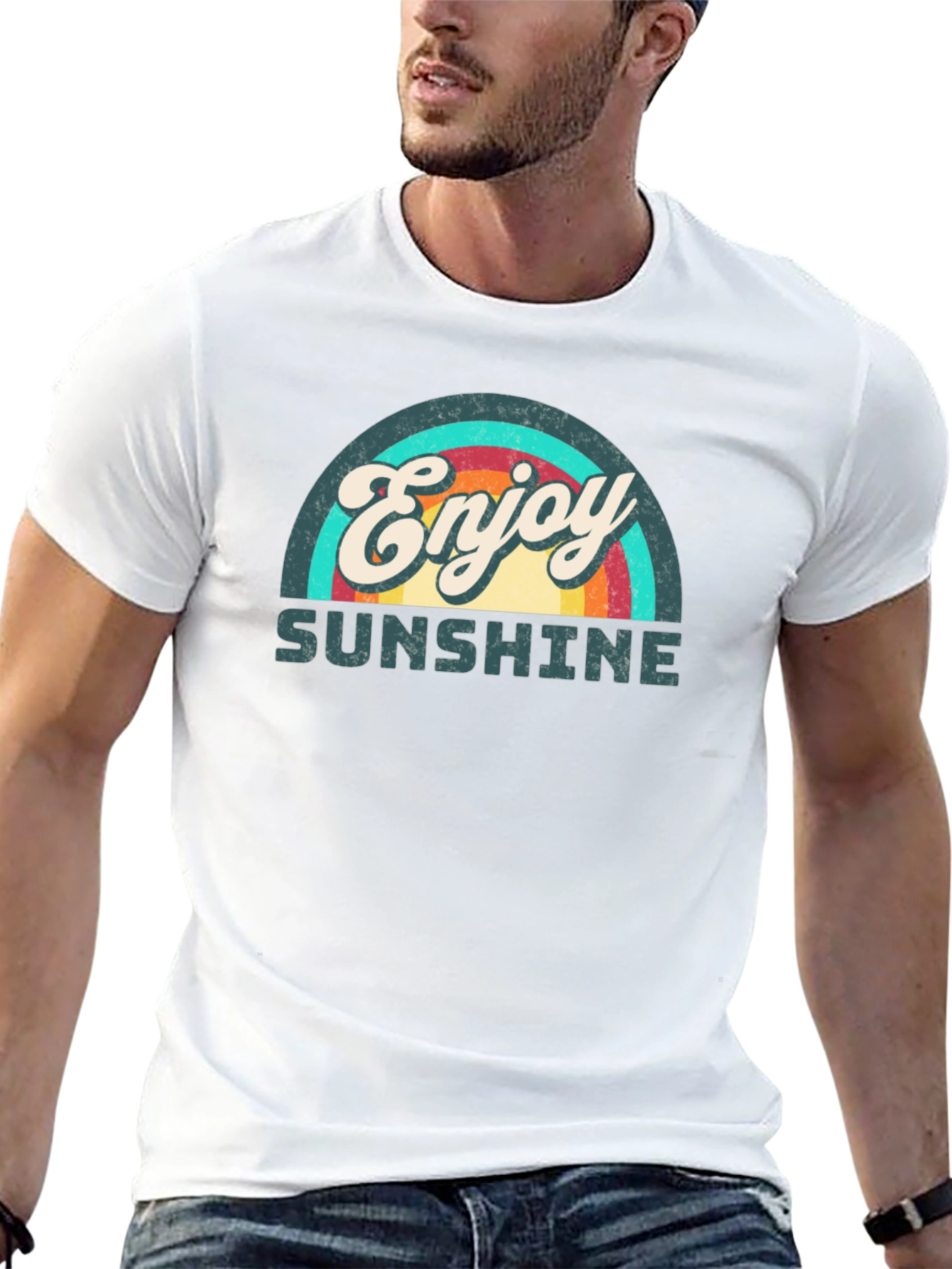 Enjoy Sunshine Retro Graphic T-Shirt - Classic Black Tee