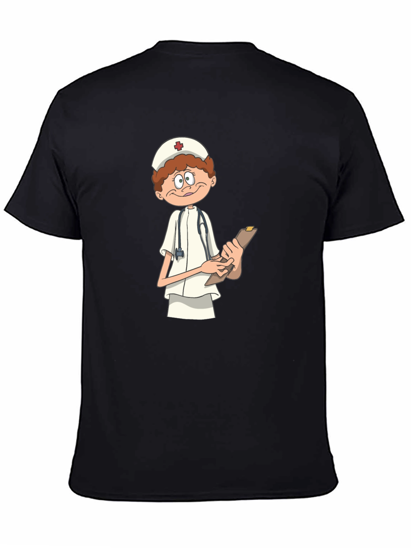 Cartoon Nurse T-Shirt - Black Graphic Tee