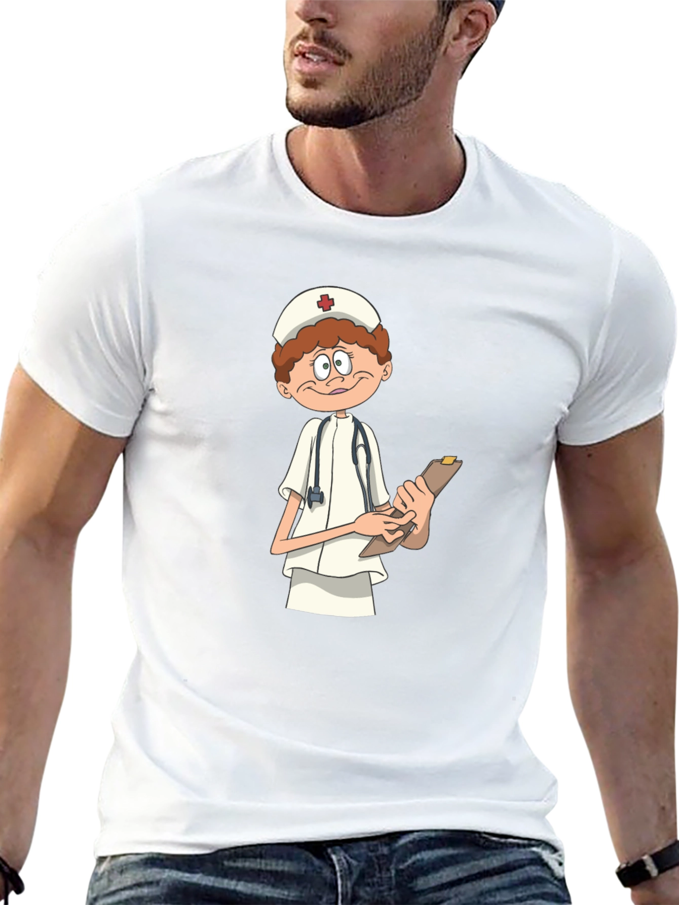 Cartoon Nurse T-Shirt - Black Graphic Tee