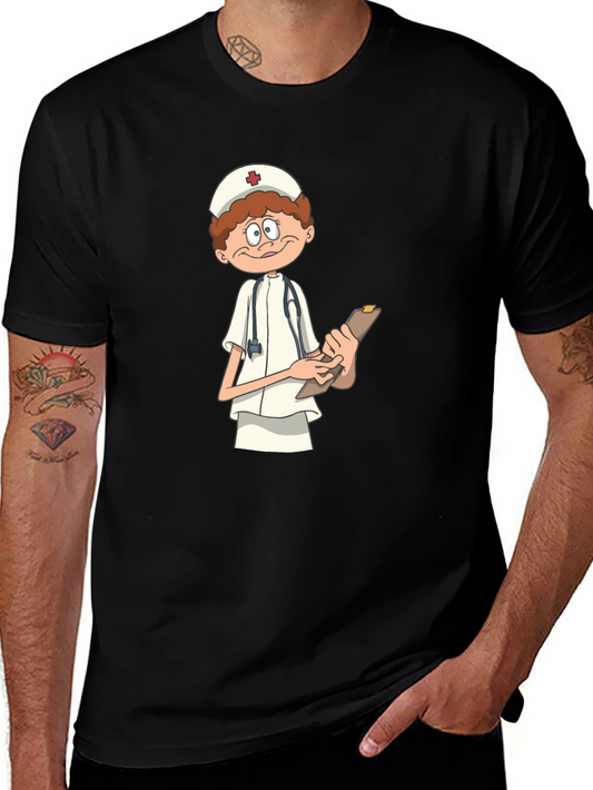 Cartoon Nurse T-Shirt - Black Graphic Tee