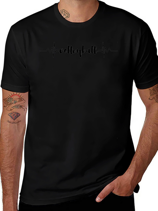 Volleyball Heartbeat Graphic Tee - Black