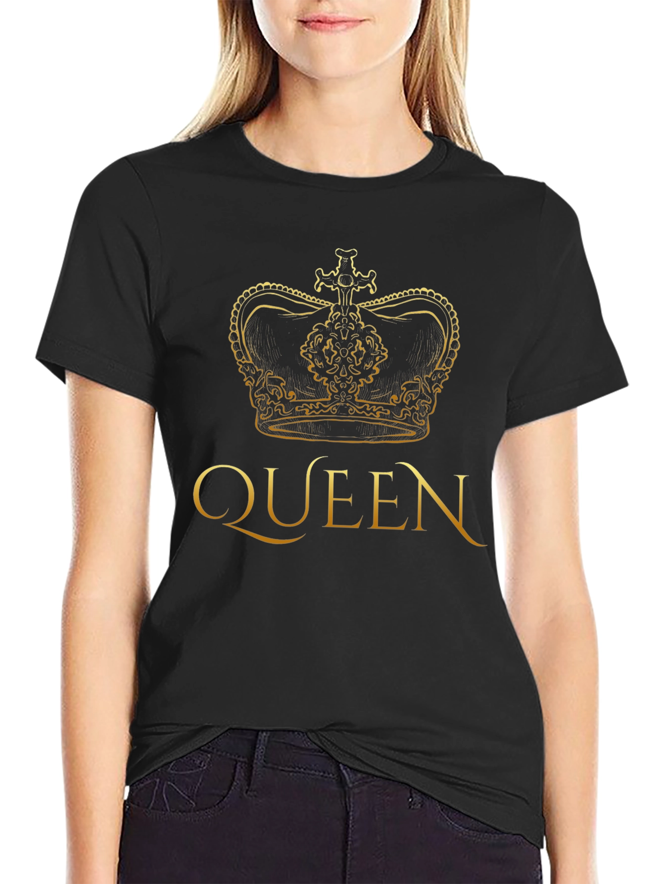 Queen Crown Graphic Tee - Black