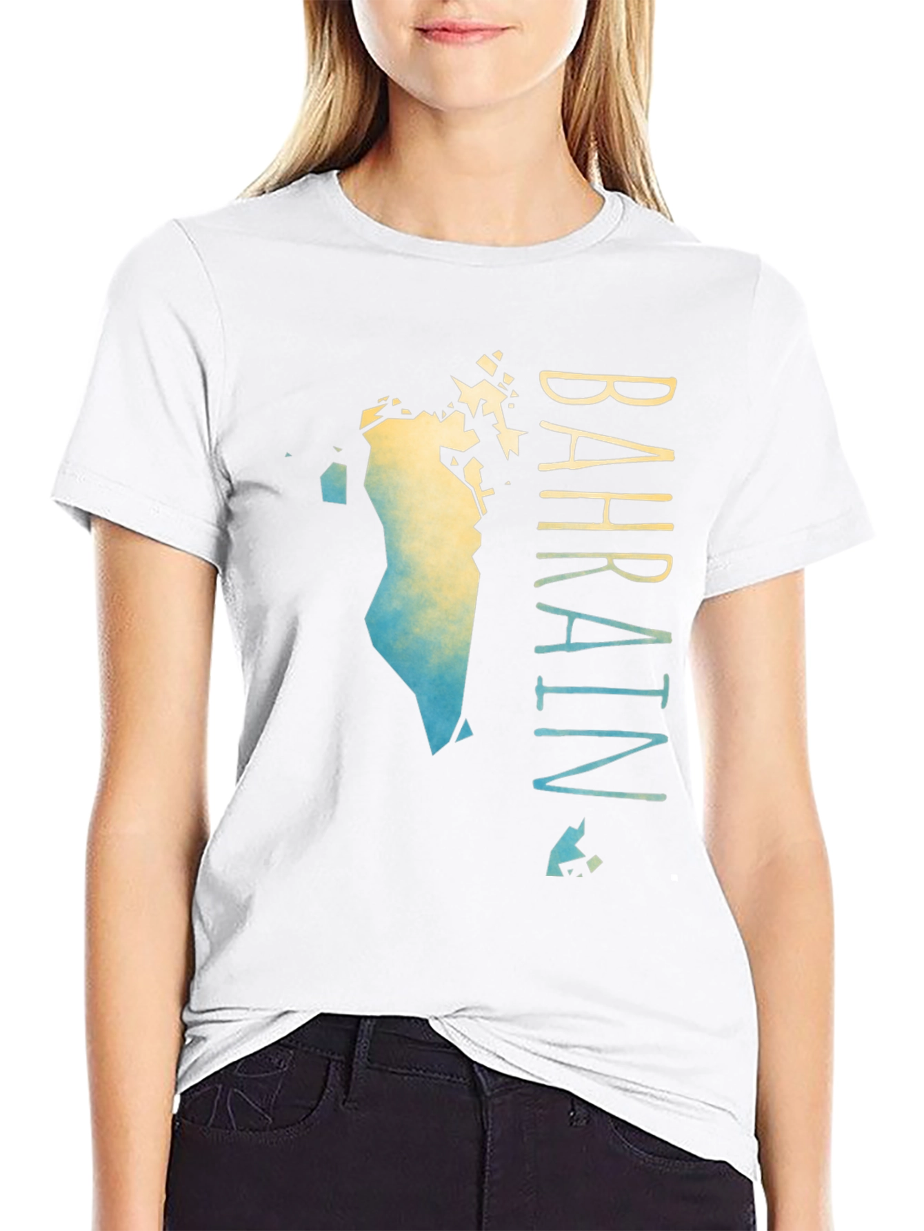 Bahrain Map Gradient T-Shirt - Mens Black Graphic Tee
