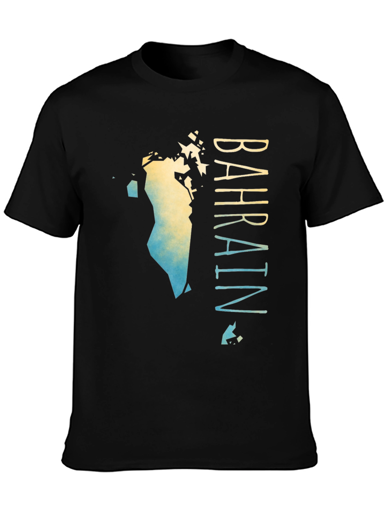 Bahrain Map Gradient T-Shirt - Mens Black Graphic Tee